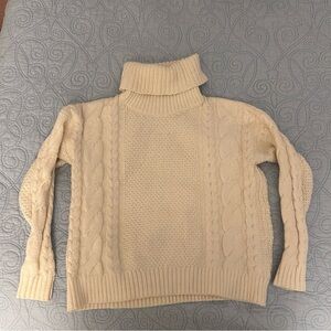 Madewell Cream Cable Knit Turtleneck Sweater